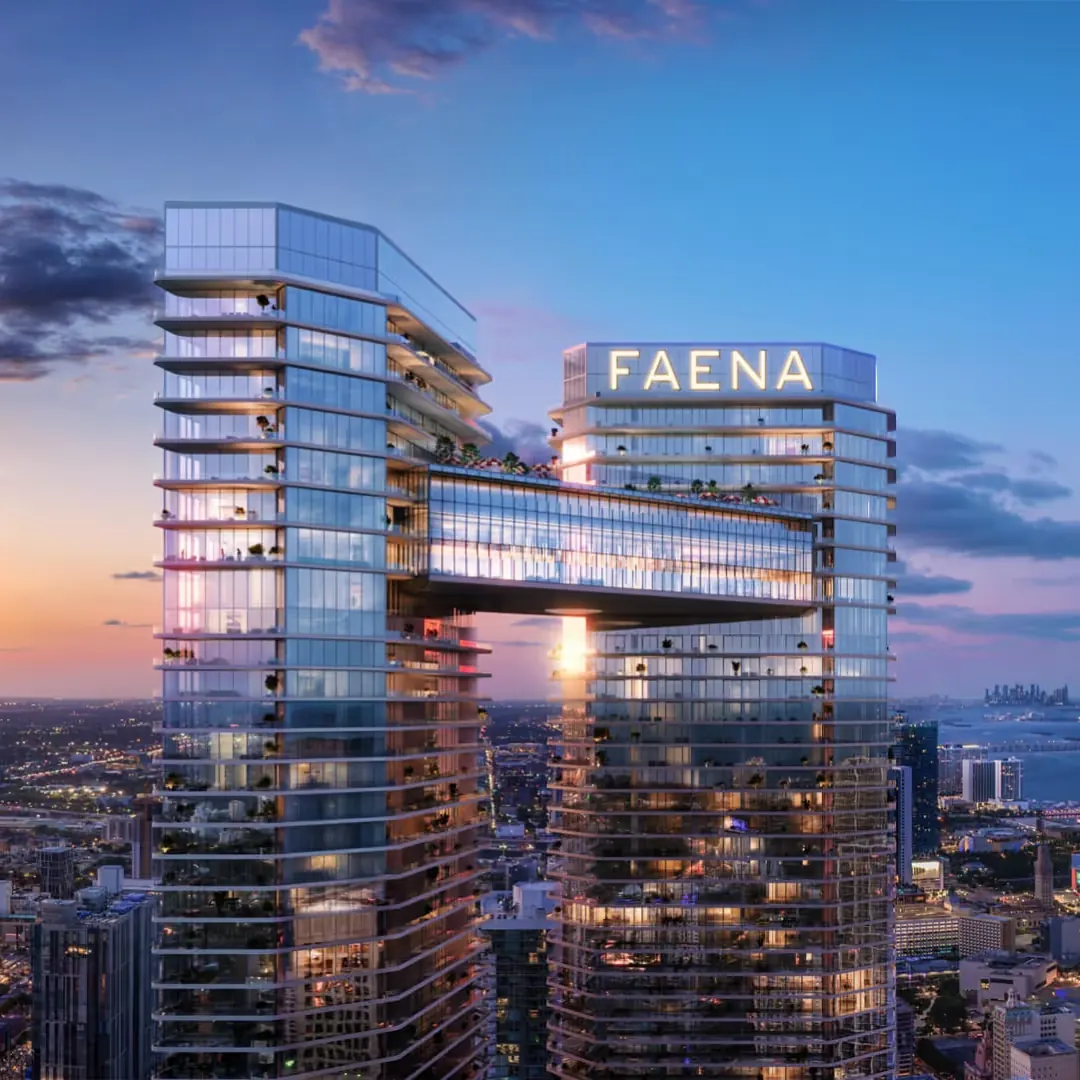 Torres y Sky Bridge de Faena Residences Miami
