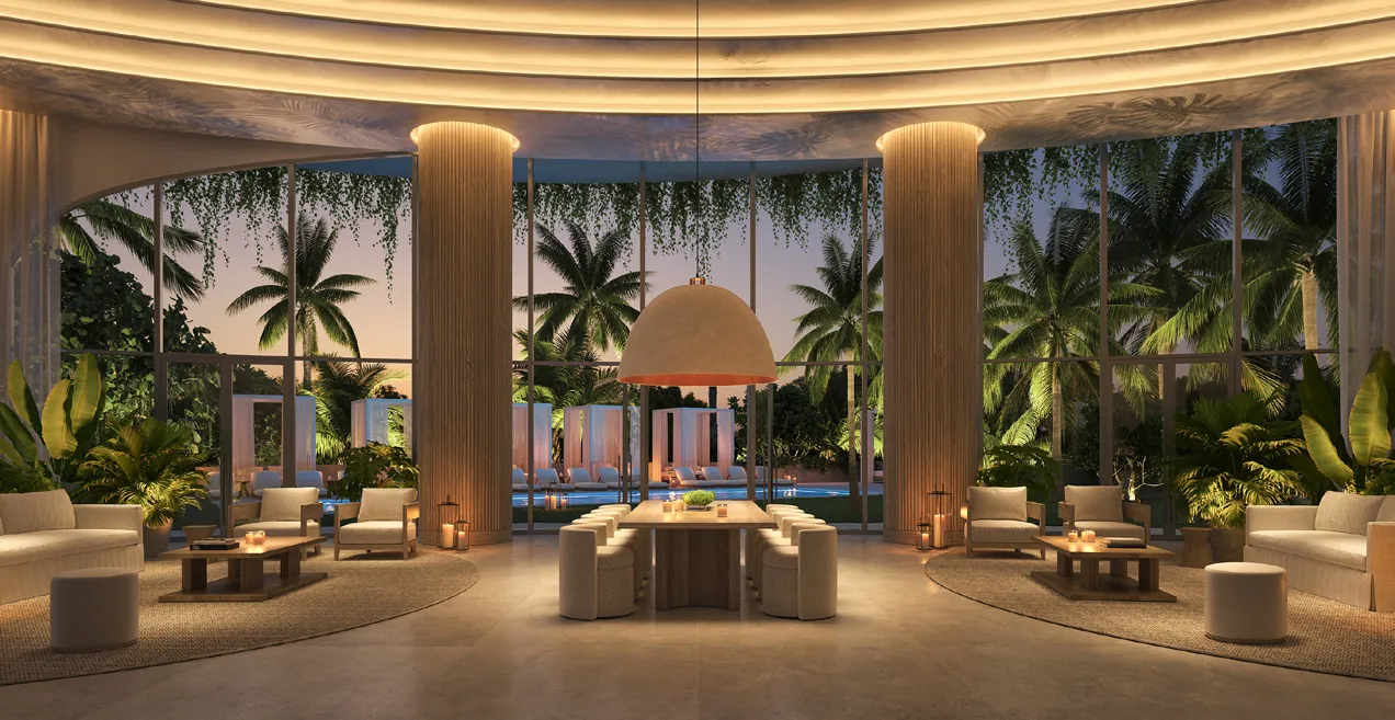 Pool lounge at dusk