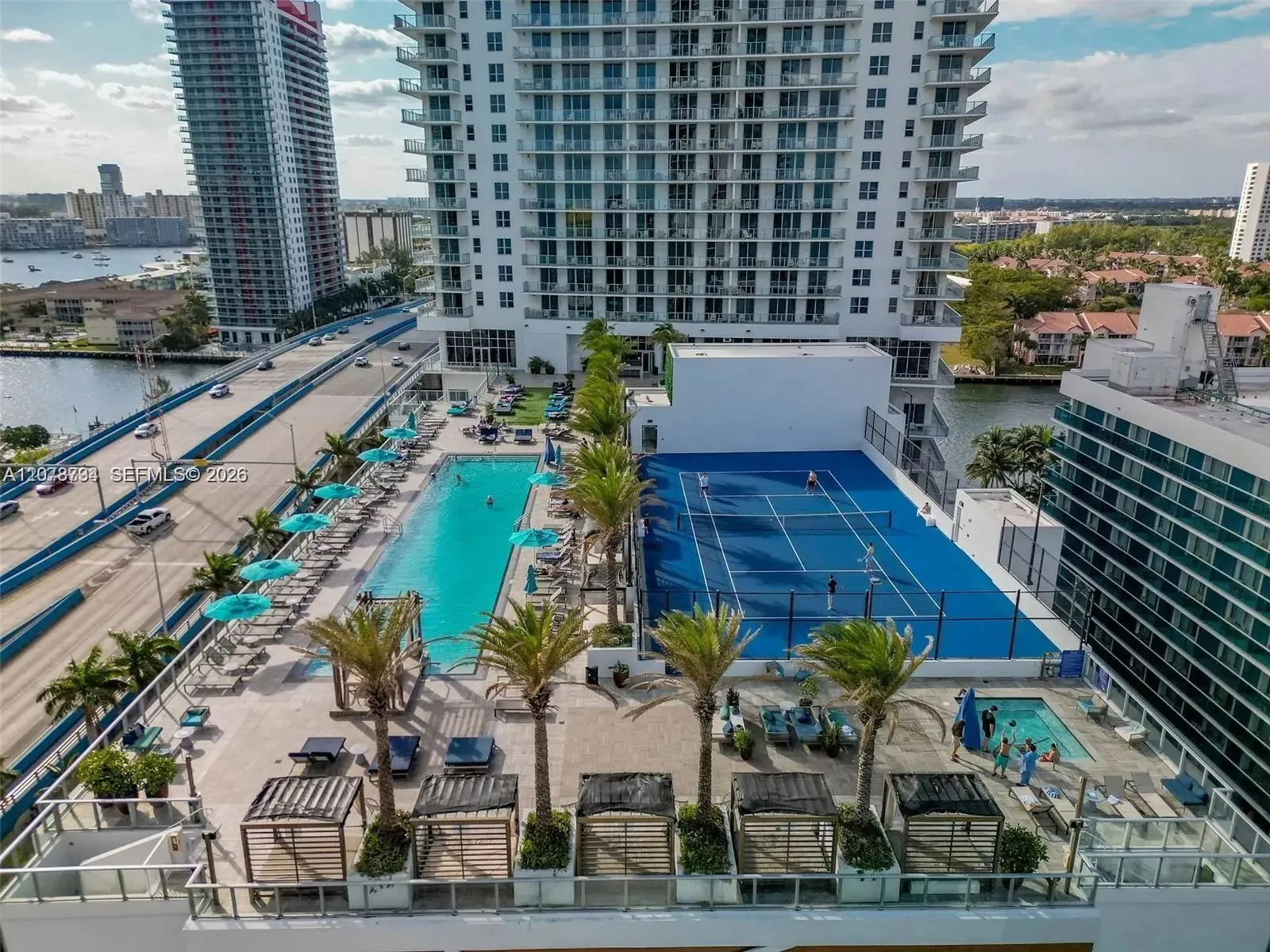 Pool and tennis deck
