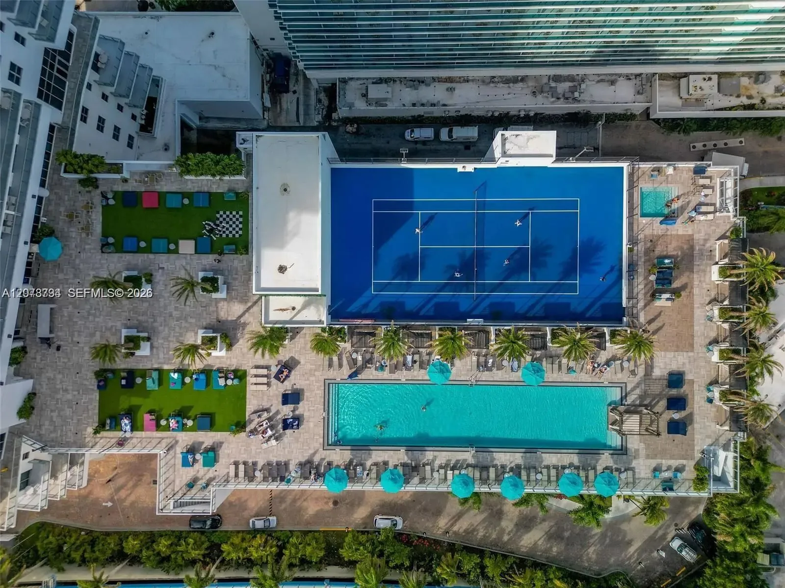 Pool and tennis deck