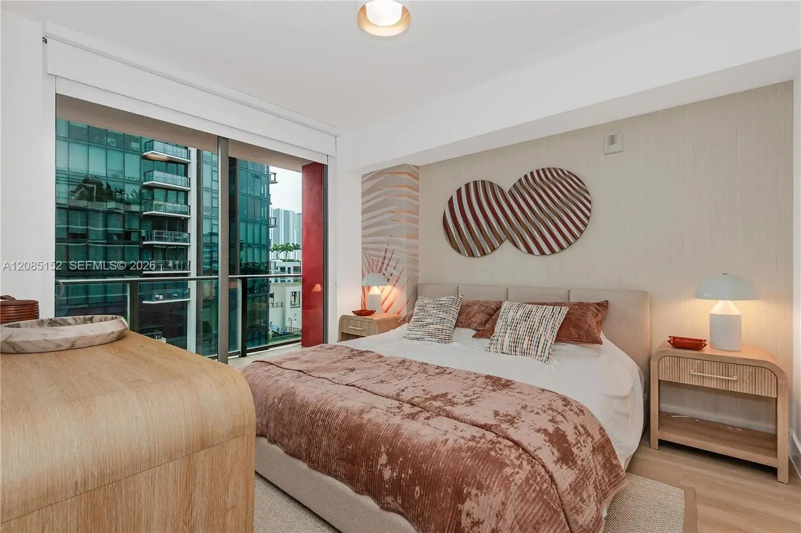 Bedroom with city views