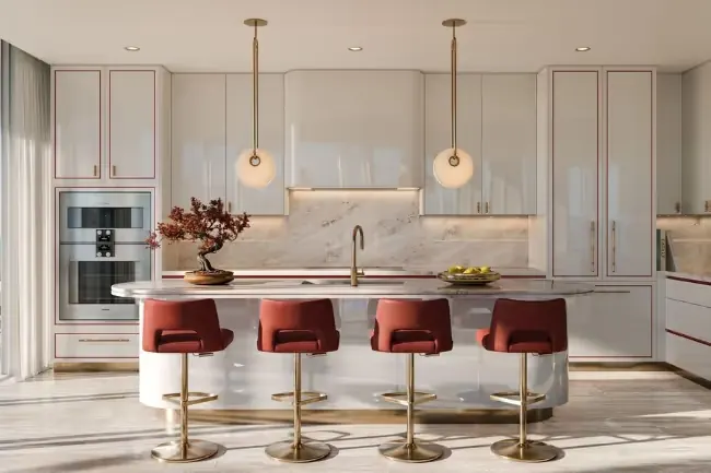 Render de la cocina en Faena Residences